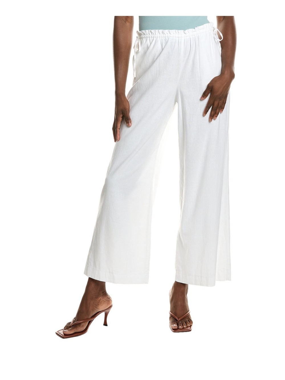 NVLT White Wide-Leg Drawstring Waist Pants